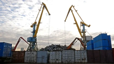 River Harbour Cranes at work Video stock 82454030