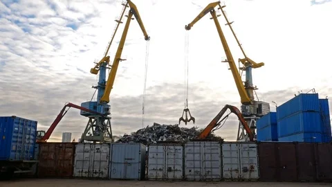 River Harbour Cranes at work Video stock 82471292