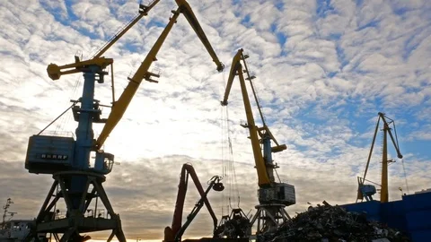 River Harbour Cranes at work Video stock 82472075