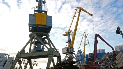 River Harbour Cranes at work Video stock 82472604