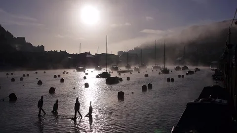 River, Harbour Looe Cornwall Stock Footage 84396237