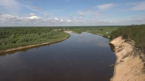 River with a high precipice and the forest on the shore Stock Footage 101517763