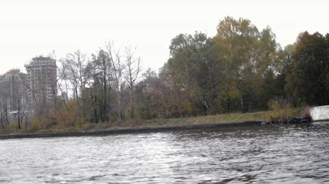 River with high-rise on the other side Stock Footage 56030379