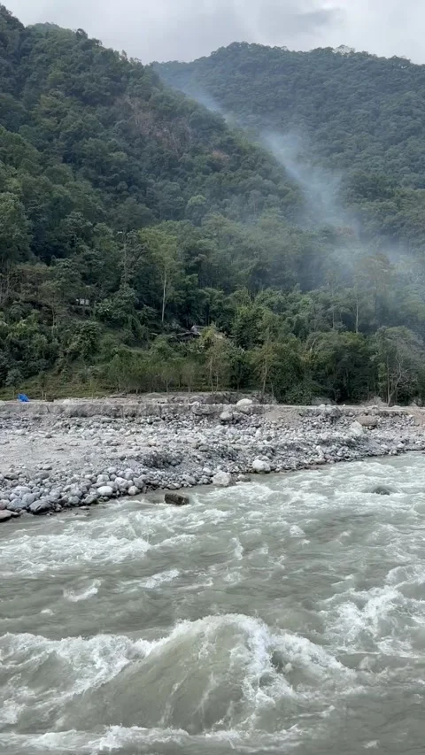 River from the hill heavy flow Stock Footage 302973342