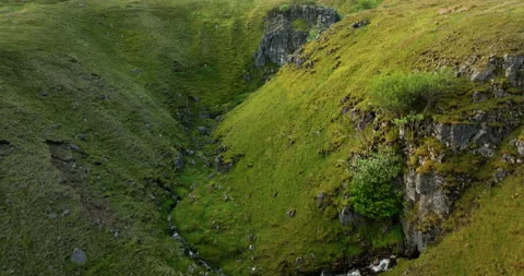 River on hillside in Yorkshire Dales Stock Footage 312412803