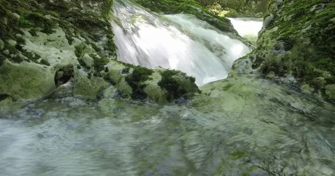 River Hubelj, Ajdovščina. Water stream with foam. Stock Footage 75813258