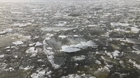 River ice floating downstream in spring Stock Footage 151707707