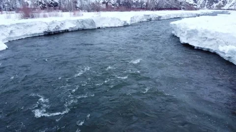 River with ice walls Stock Footage 310576557