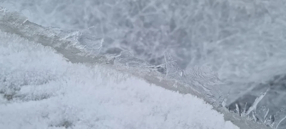 River ice in winter with great showing patterns Stock Photos