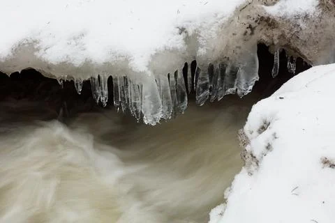 River icicles. Stock Photos