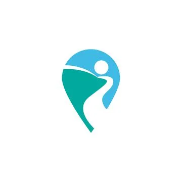 River icon logo flat design template Stock Illustration