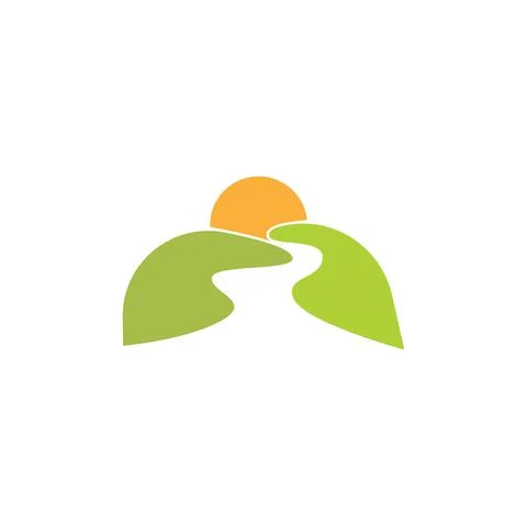 River icon logo flat design template Stock Illustration