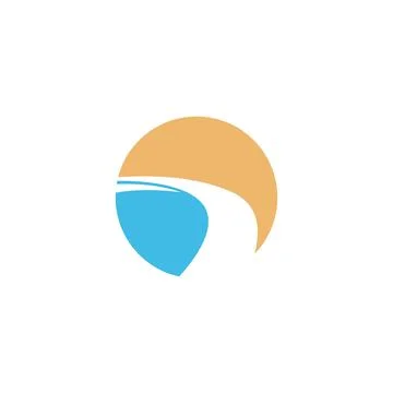 River icon logo flat design template Stock Illustration