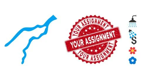 River Icon with Textured Your Assignment Seal Illustration