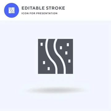 River icon vector, filled flat sign, solid pictogram isolated on white, logo Stock Illustration