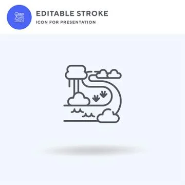 River icon vector, filled flat sign, solid pictogram isolated on white, logo  Illustrazione stock