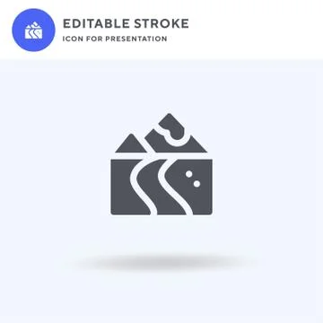 River icon vector, filled flat sign, solid pictogram isolated on white, logo  스톡 일러스트