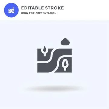 River icon vector, filled flat sign, solid pictogram isolated on white, logo Illustrazione stock