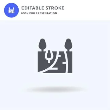 River icon vector, filled flat sign, solid pictogram isolated on white, logo Illustrazione stock