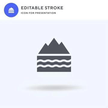 River icon vector, filled flat sign, solid pictogram isolated on white, logo Stock Illustration