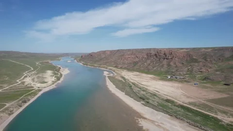 River "Ili" shot by drone Stock Footage 197831011