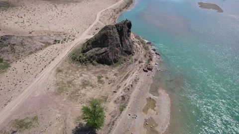 River "Ili" shot by drone Stockbeeldmateriaal 197832530