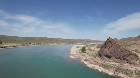 River "Ili" shot by drone Stock Footage 197832654