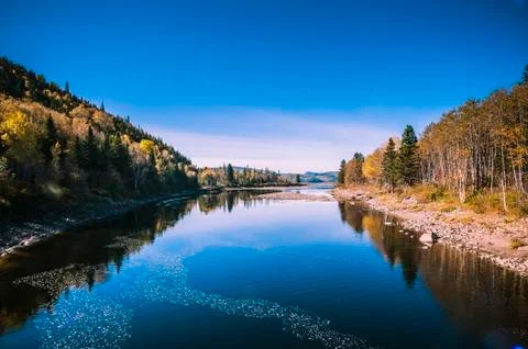 River in Indian summer Quebec Stock Photos