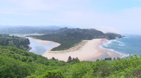 River Inlet Flows to Pacific Ocean Stock Footage 39753787