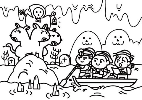 River Journey Through the Underworld. Illustrazione stock