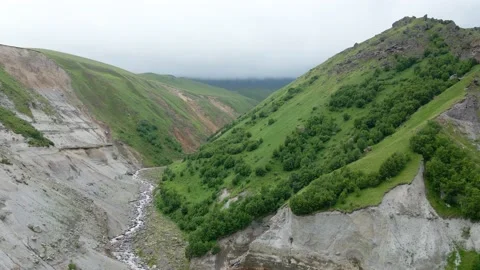 River on kakaz high in the mountains from the air Stock Footage 136432087