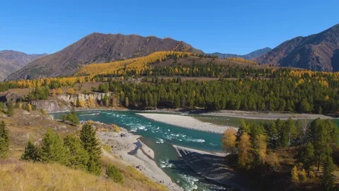 River Katun and river Ursul in Altai mountains. Siberia, Russia Video stock 109162933