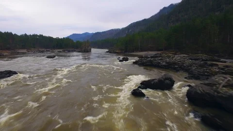 River Katun in Mountain Altai on spring Stock Footage 92604877