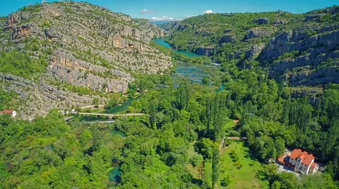 River Krka canyon Stock Footage 41708989