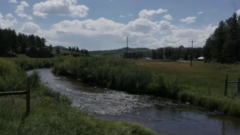 River in Lake George CO with Highway Motorcycle Stock Footage 85215217