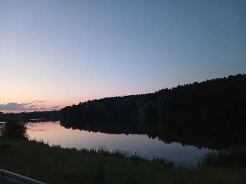 River lake sunset Stock Photos