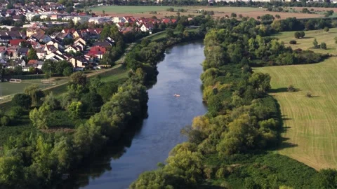 River landscape from above,  lateral movement Vídeos de archivo 161409539