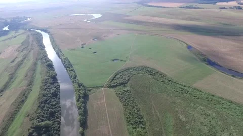 River landscape aerial height Stock Footage 68053220
