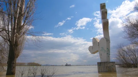 River Landscape With A Boat On It Stock Footage 88415736