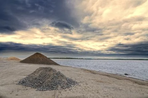 River landscape with cloudy sky Stock Photos