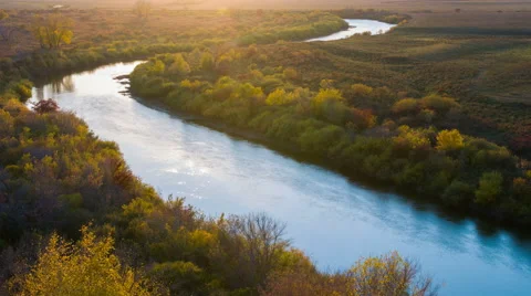 River landscape. Field landscape. Russian siberian nature. Autumn landscape. 動画素材 55813084