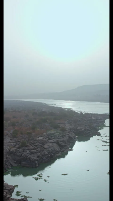 River Landscape Flows Rocky Terrain Wide - Vertical (9:16) Stock Footage 322550317