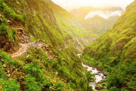 River landscape in stone valley 库存照片