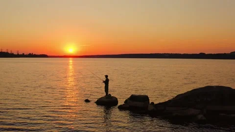 River landscape sunset Video stock 136809633