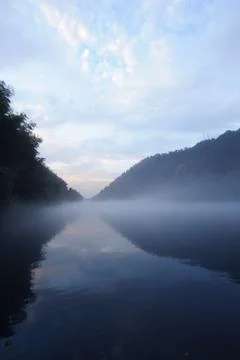 River landscape at sunset Stock Photos