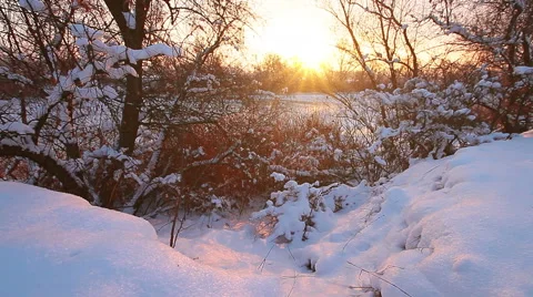 River landscape, sunset. slow motion. Stock Footage 44794206
