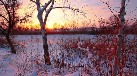 River landscape, sunset. slow motion. Stock Footage 44795569