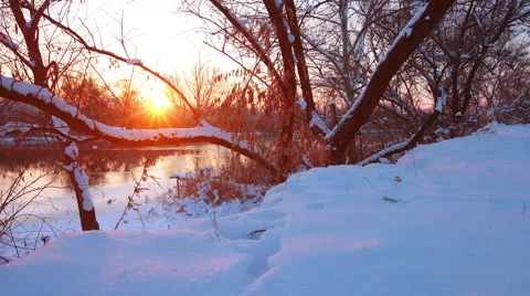 River landscape, sunset. timelapse.4K. FULL HD, 4096x2304. Video stock 45531128