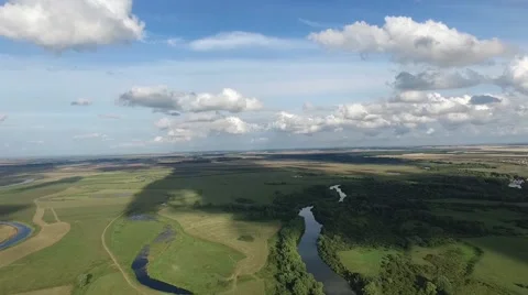River landscape two, aerial height Stock Footage 68052486
