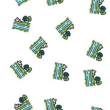 River landscape vector seamless pattern Stock Illustration